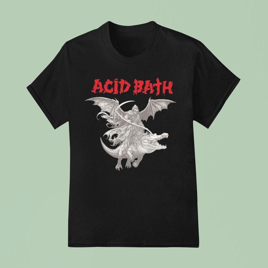 Acid Bath Grim Reaper Riding Alligator T Shirt