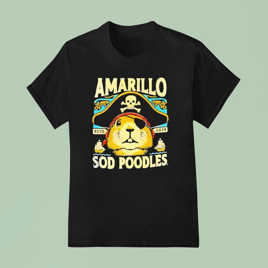 Amarillo Sod Poodles Prairie Dog Pirate T Shirt
