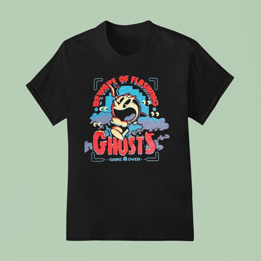 Beware Of Flashing Ghost Game Over Halloween T Shirt