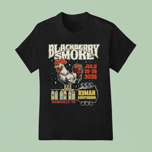 Blackberry Smoke Ryman Auditorium Nashville Tn Rooster Guitar T Shirt
