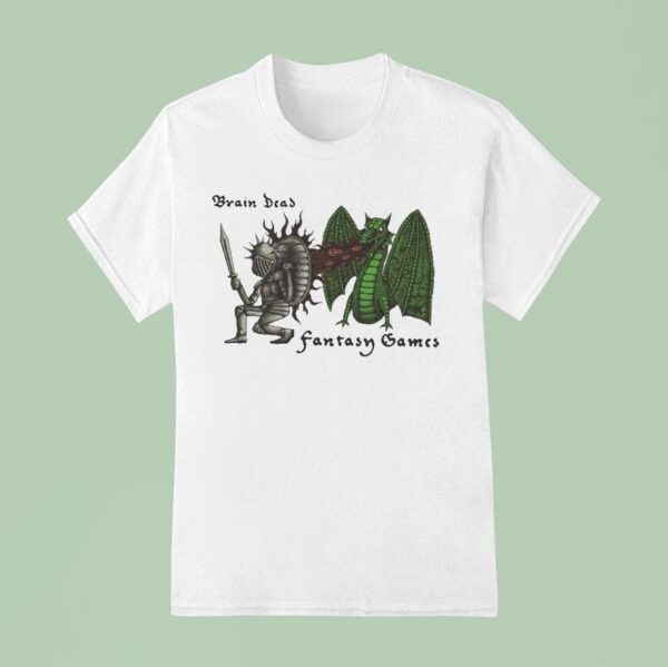 Brain Dead Fantasy Games Knight Dragon Flames T Shirt