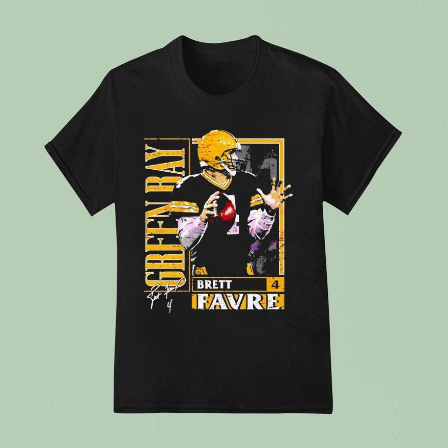 Brett Favre Green Bay Quarterback Number Four Football Signature T Shirt