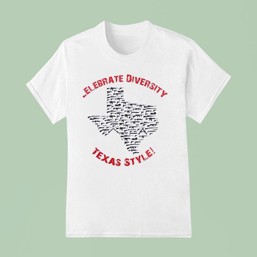 Celebrate Diversity Texas Style Map T Shirt