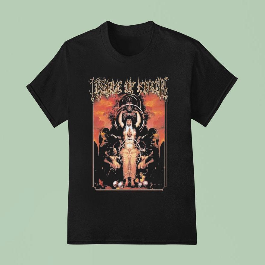 Cradle Of Filth She Comes With Malignant Perfection Mass Erection Temples Praise The Brazen Goddess T Shirt