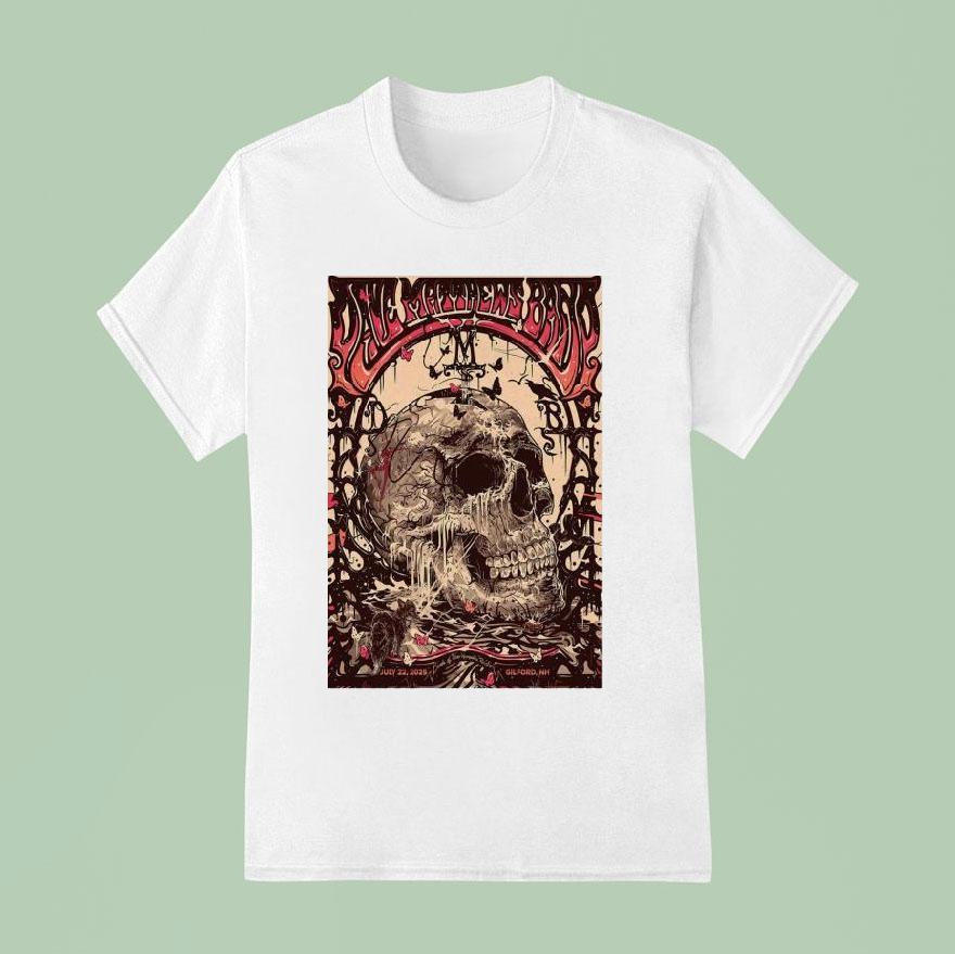 Dave Matthews Band Gilford Nh Show Skull T Shirt