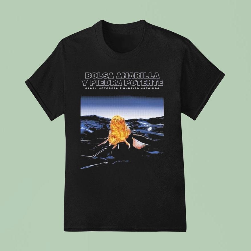 Derby Motoreta S Burrito Kachimba Bolsa Amarilla Y Piedra Potente T Shirt