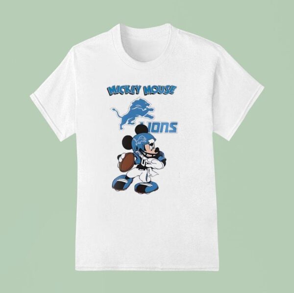 Detroit Lions Football Nfl Mickey Mouse Movie Baseball T Shirt