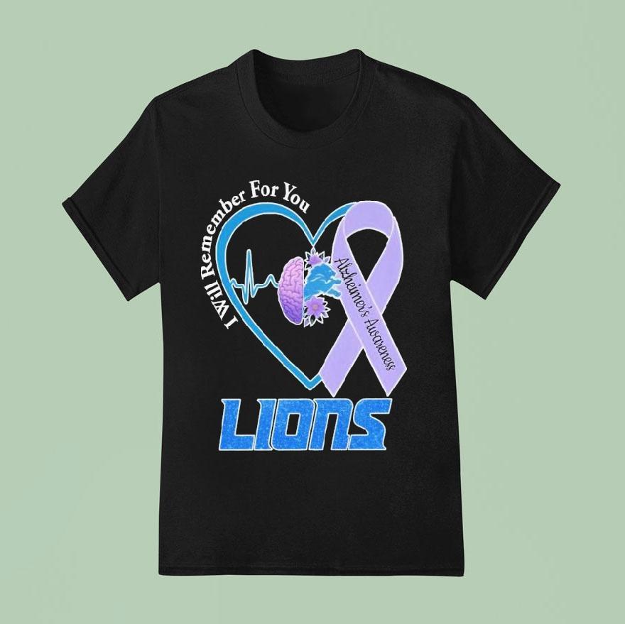 Detroit Tigers I Will Remember For You Alzheimer S Awareness Heartbeat Brain T Shirt