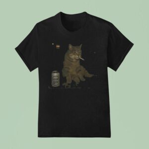Drunken Smoking Cat Meow Life T Shirt