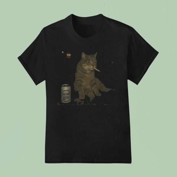 Drunken Smoking Cat Meow Life T Shirt