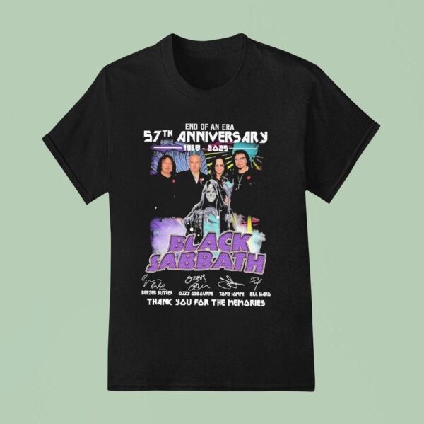 End Of An Era Th Anniversary Black Sabbath Thank You For The Memories Signatures T Shirt