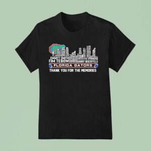 Florida Gators City Skyline All Names Of Legends Thank You For The Memories T Shirt
