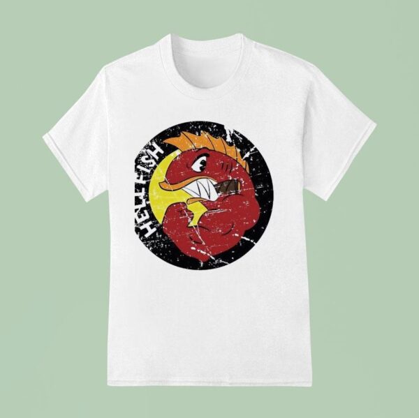Flying Hellfish Smoking Logo Retro T Shirt