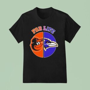 For Life Baltimore Ravens And Baltimor Orioles Circle Logos T Shirt