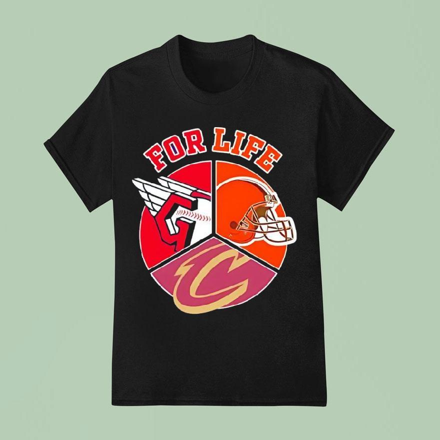 For Life Cleveland Guardians Browns And Cavaliers Circle Logos T Shirt