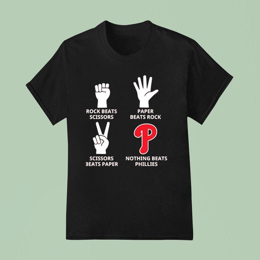 Hand Sign And Philadelphia Phillies Rock Beats Scissors Paper Beats Rock T Shirt