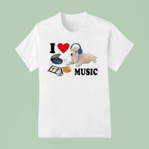 I Love Music Dog T Shirt
