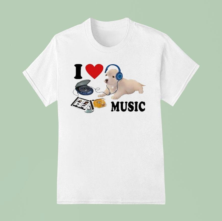 I Love Music Dog T Shirt