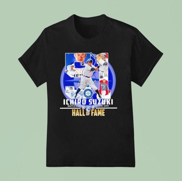 Ichiro Suzuki Seattle Mariners Hall Of Fame Signature T Shirt