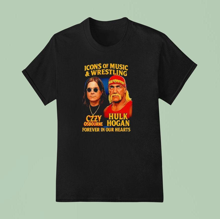 Icons Of Music And Wrestling Ozzy Osbourne And Hulk Hogan T Shirt