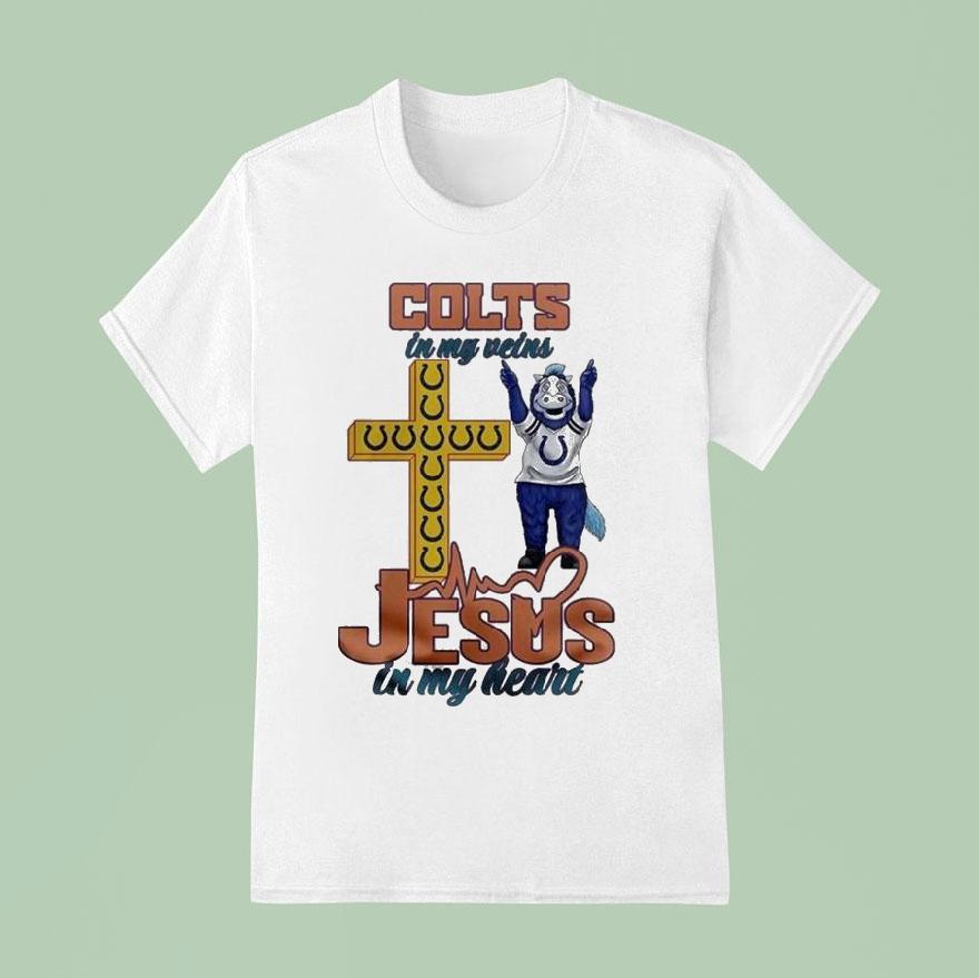 Indianapolis Colts In My Veins Jesus In My Heart Masco T Shirt