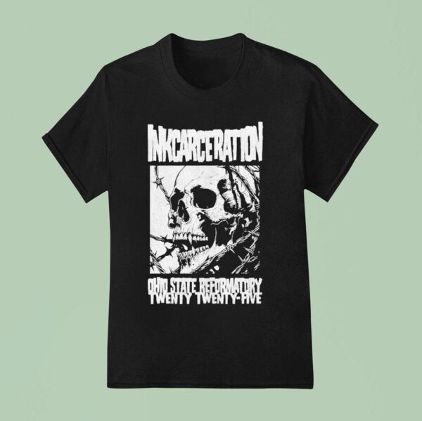 Inkcarceration Festival Barbed Skull Mineral For Mansfield Ohio On July Th Th Americas Rock And Metal Tattoo T Shirt