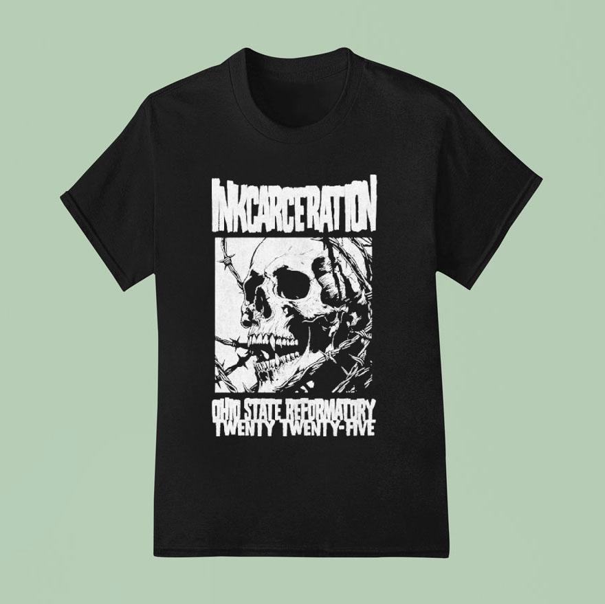 Inkcarceration Festival Barbed Skull Mineral For Mansfield Ohio On July Th Th Americas Rock And Metal Tattoo T Shirt