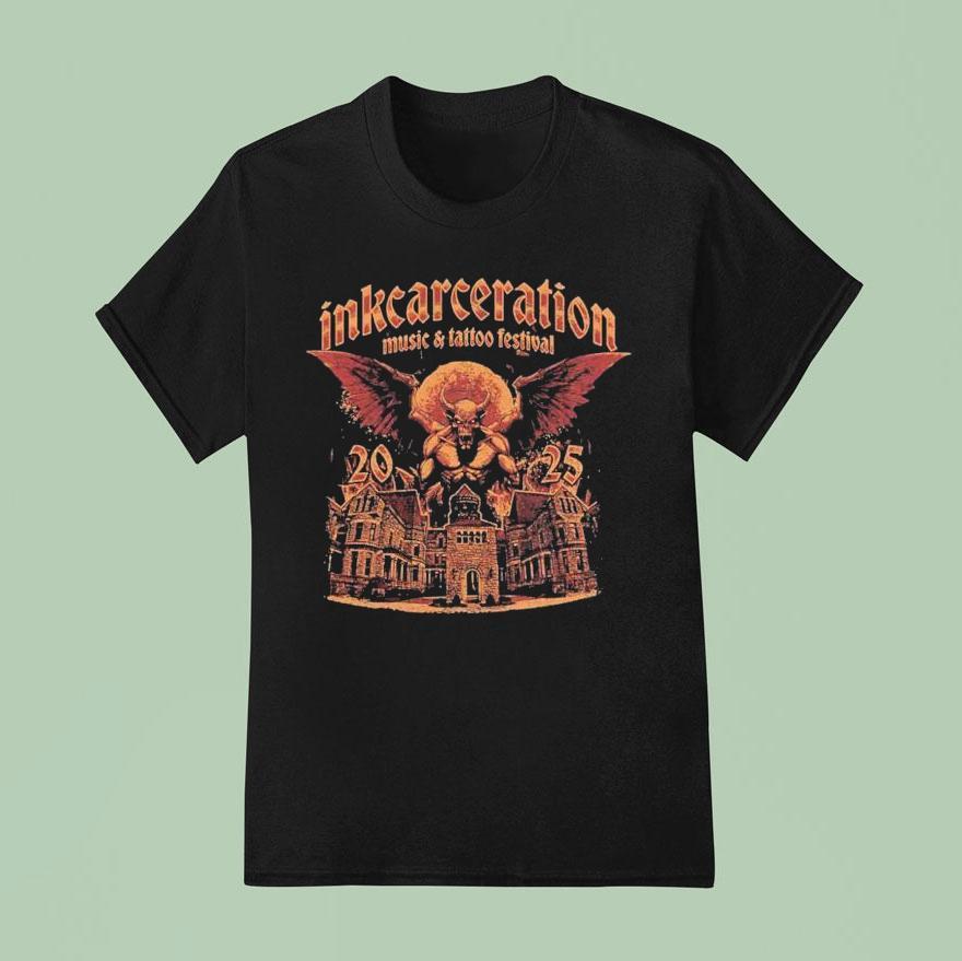 Inkcarceration Looming Gargoyle For Mansfield Ohio On July Th Th Americas Rock And Metal Tattoo Festival T Shirt