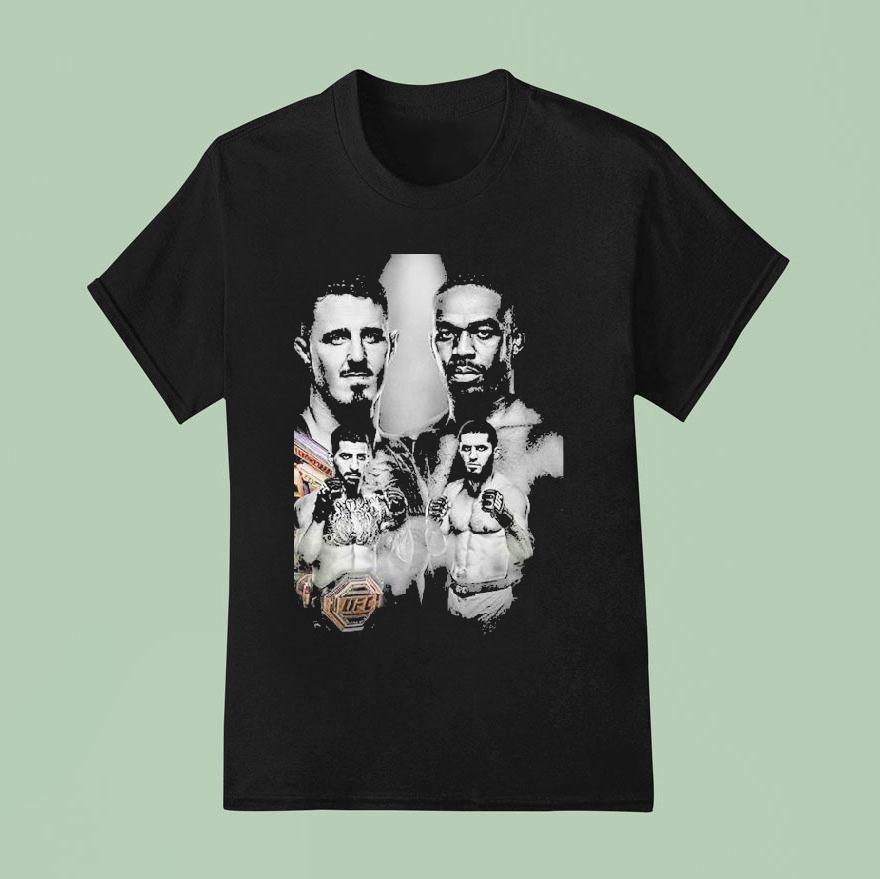 Islam Makhachev Vs Ilia Topuria Ufc Superfight Concept With Championship Belts And Faceoff T Shirt