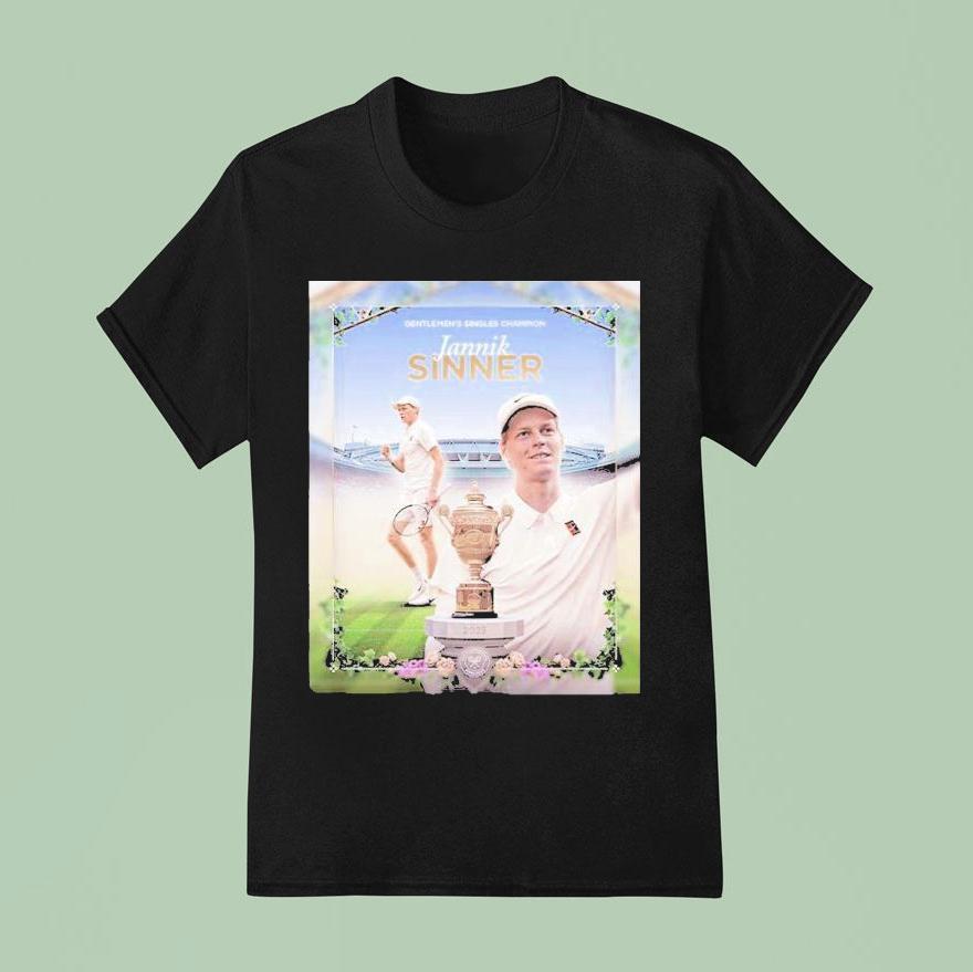 Jannik Sinner World No Defeats Carlos Alcaraz To Claim Wimbledon Champion Trophy T Shirt