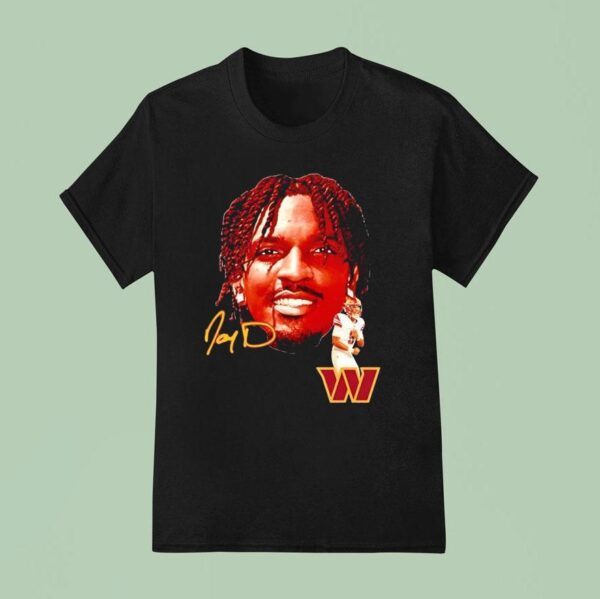 Jayden Daniels Big Face Washington Commanders Football Signature T Shirt