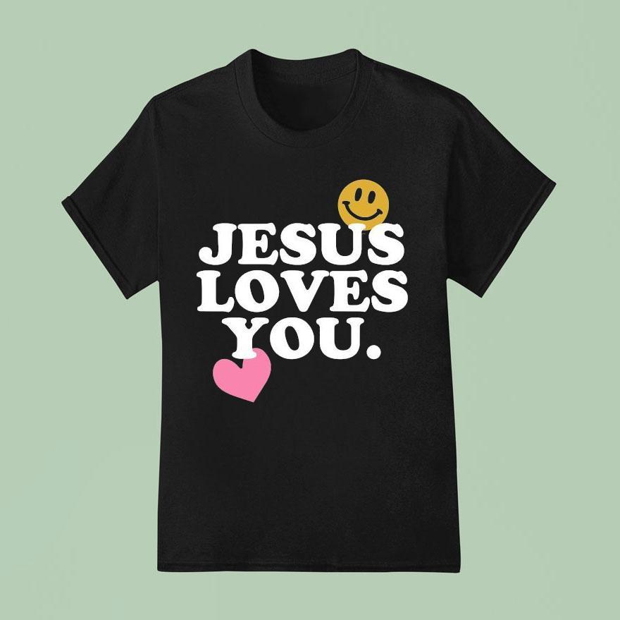 Jesus Loves You Smile Hear T Shirt
