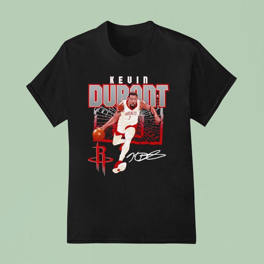 Kevin Durant Houston Rockets Basketball Singature T Shirt
