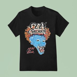 Lady Gaga Wearing Ozzy Osbourne Blue Demon Tattoo Tour T Shirt