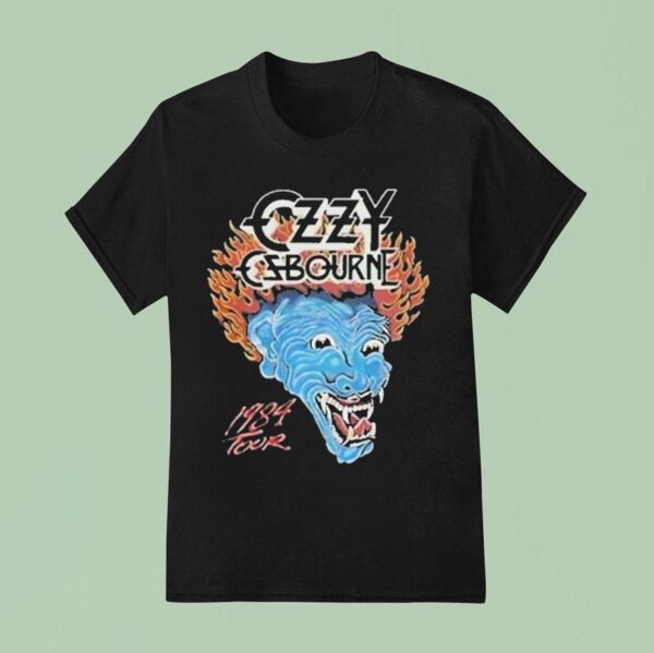 Lady Gaga Wearing Ozzy Osbourne Blue Demon Tattoo Tour T Shirt
