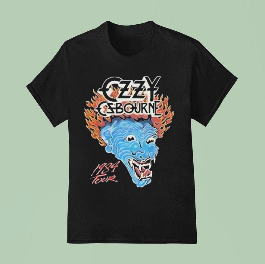 Lady Gaga Wearing Ozzy Osbourne Blue Demon Tattoo Tour T Shirt