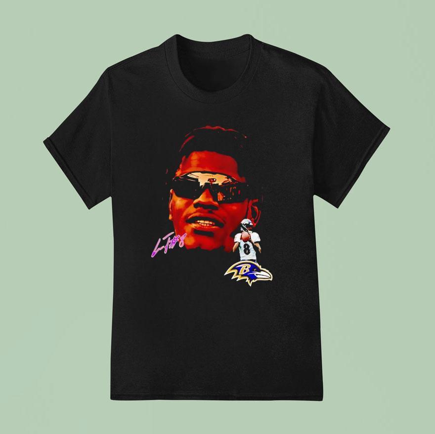 Lamar Jackson Big Face Baltimore Ravens Football Signature T Shirt