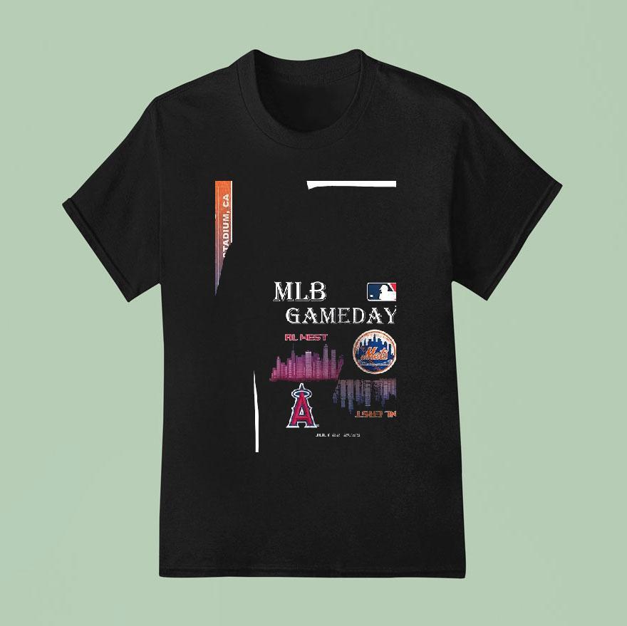 Los Angeles Angels Vs New York Mets Mlb Gameday Schedule Skyline City T Shirt