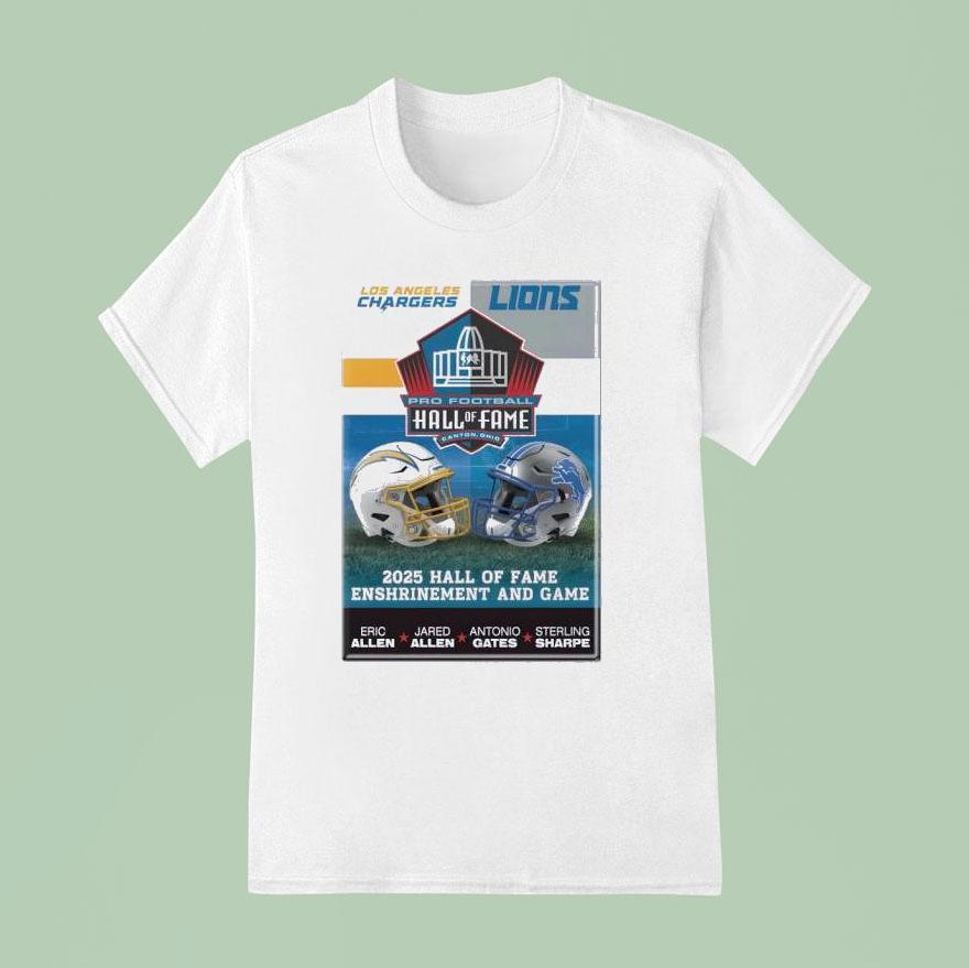 Los Angeles Chargers Vs Detroit Lions Hall Of Fame Game Enshrinement And Game Dueling Helme T Shirt