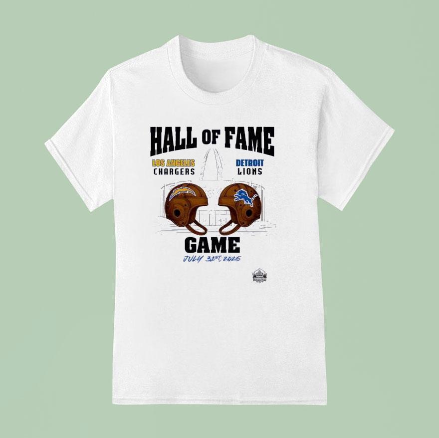 Los Angeles Chargers Vs Detroit Lions Hall Of Fame Game Men S Natural Dueling Throwback Helme T Shirt