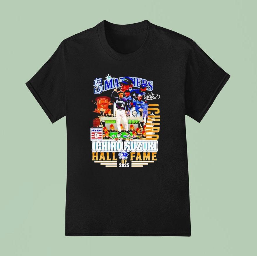 Mariners Ichiro Suzuki Hall Of Fame Signature T Shirt