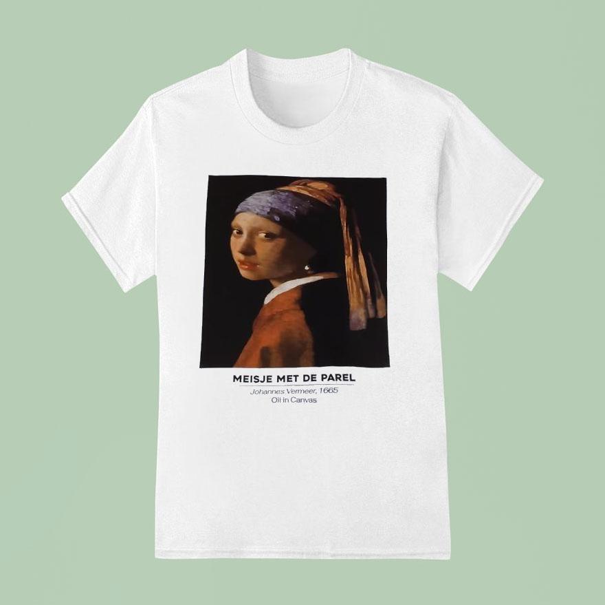Meisje Met De Parel Johannes Vermeer Oil In Canvas T Shirt