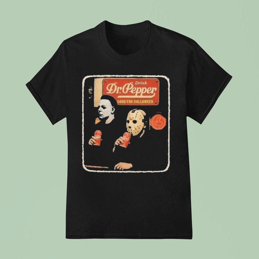 Michael Myers And Jason Voorhees Dr Pepper Drink Scary Movie Halloween T Shirt