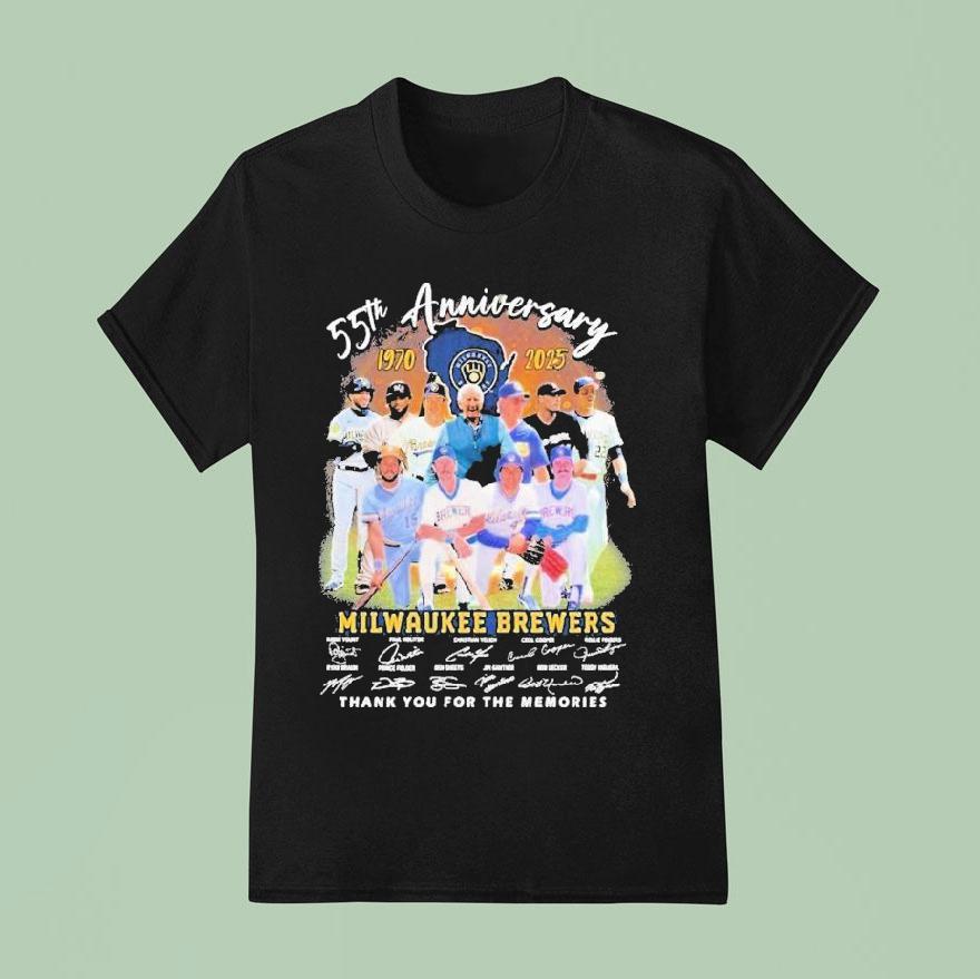 Milwaukee Brewers Th Anniversary Thank You For The Memories Signatures T Shirt