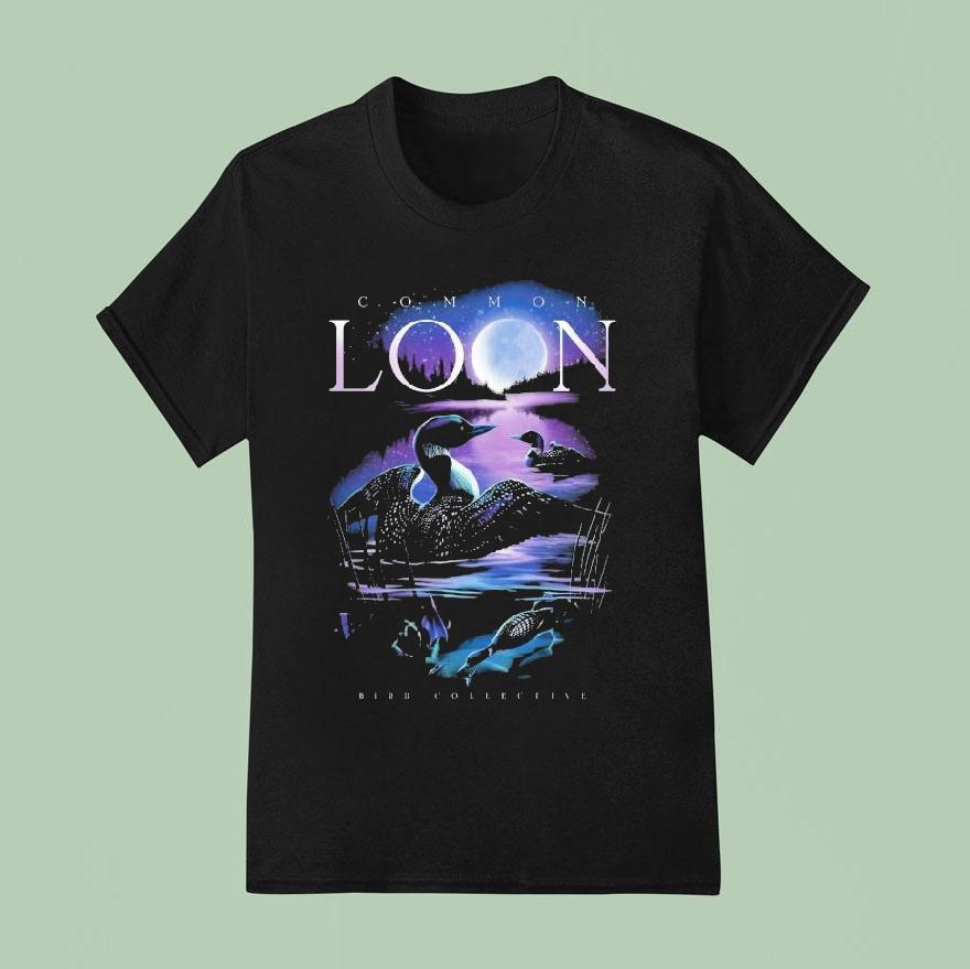 Moonlit Common Loon Bird Collective T Shirt