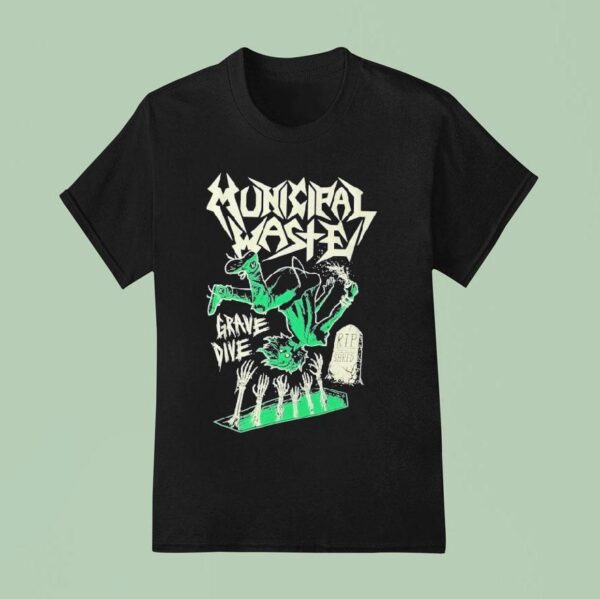 Municipal Waste Glow Grave Dive Rip Sgred Skeletons T Shirt