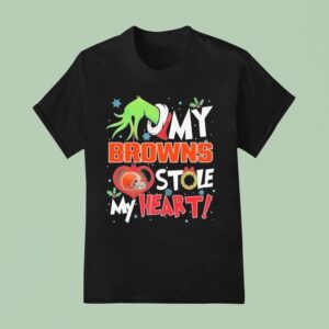 My Cleveland Browns The Grinch Stole My Heart Hand Nfl Christmas T Shirt