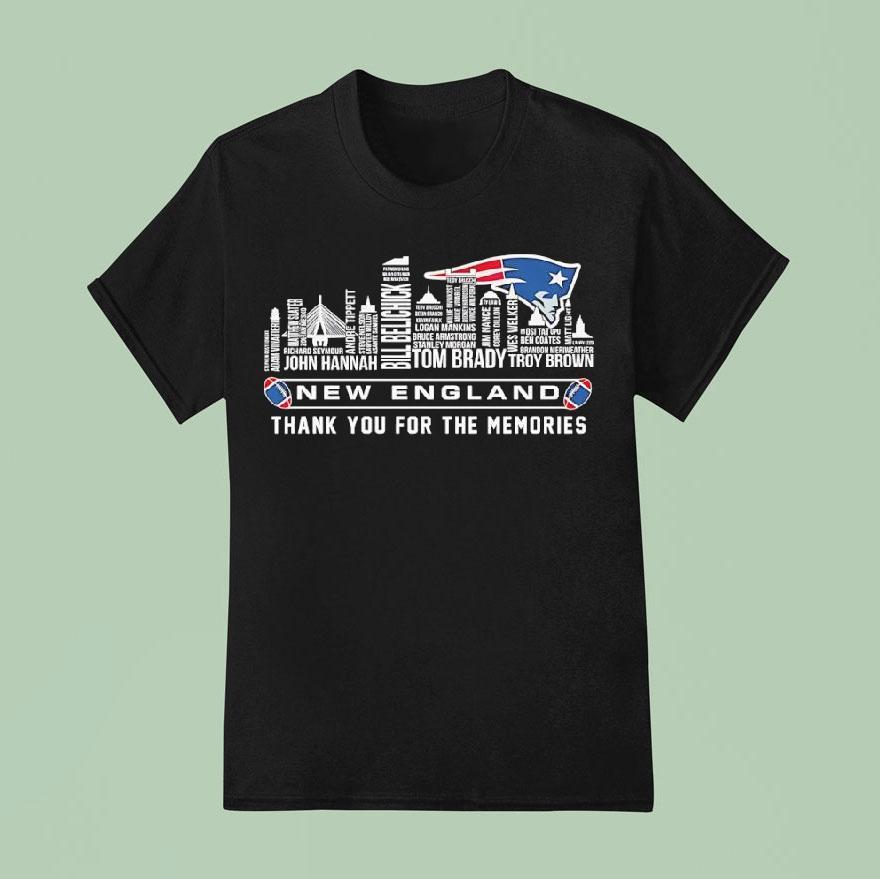 New England Patriots All Names Of Legends City Skyline Thank You For The Memories T Shirt