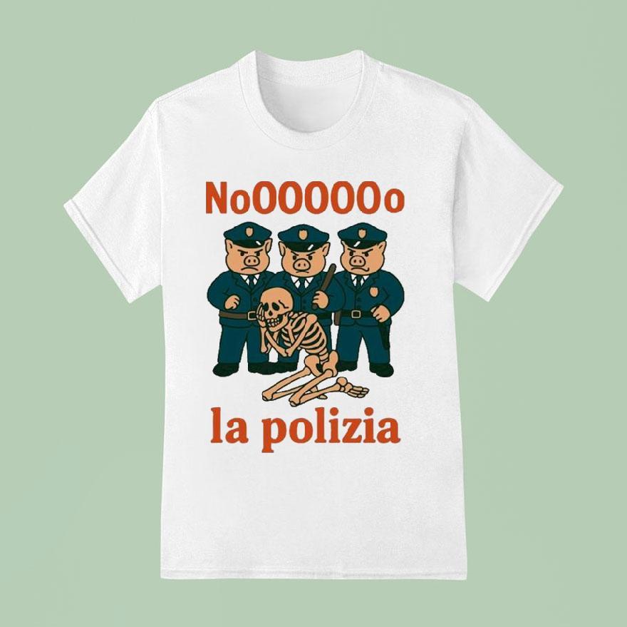 No La Polizia Skeleton Italian Brainro T Shirt