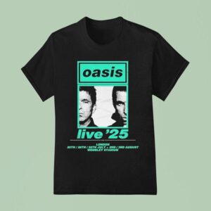 Oasis Live Show At Wembley Stadium In London On July To August With Split Portrai T Shirt